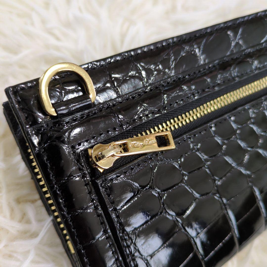 最高級シャイニングクロコダイル✨️2way ショルダーウォレット ゴールド金具