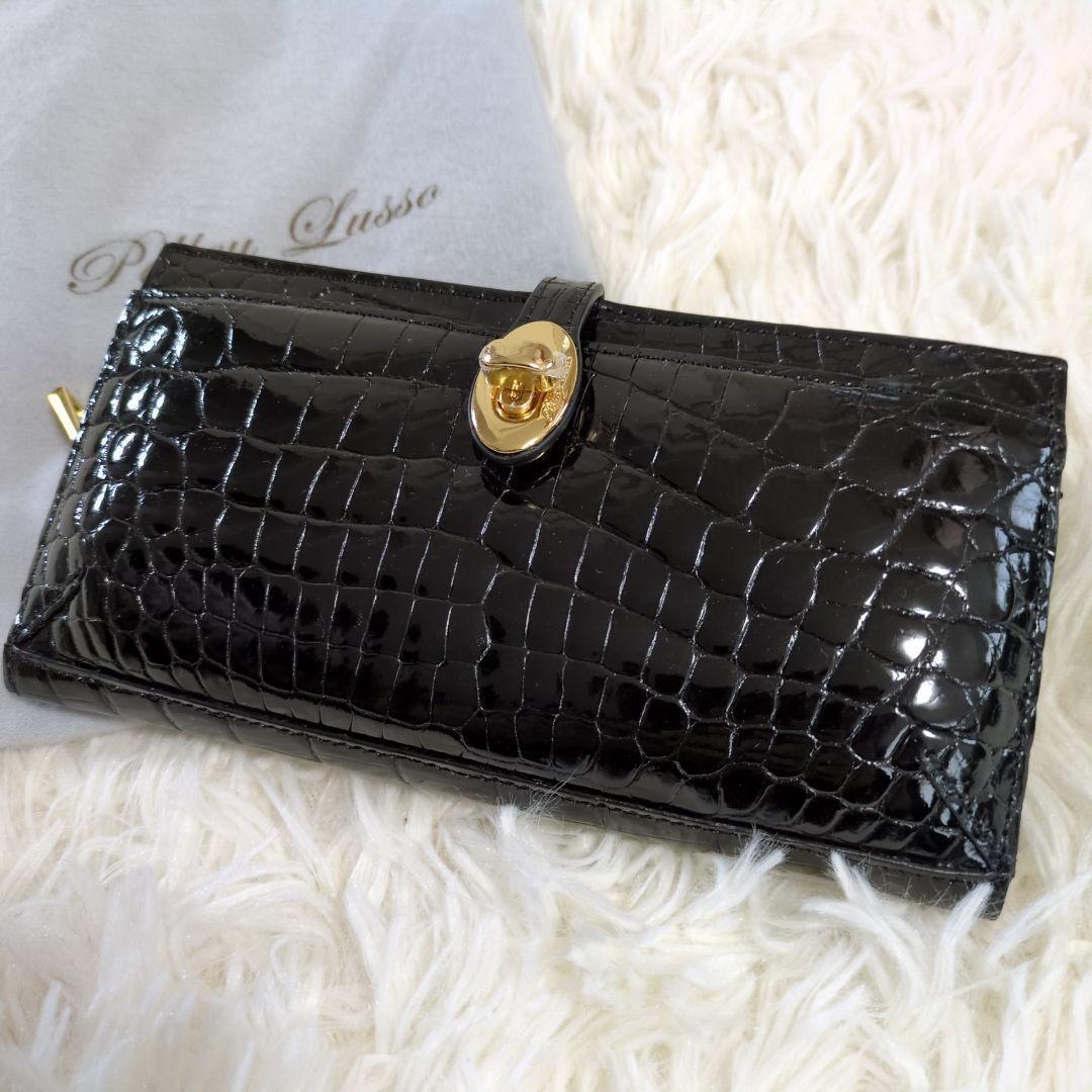 最高級シャイニングクロコダイル✨️2way ショルダーウォレット ゴールド金具