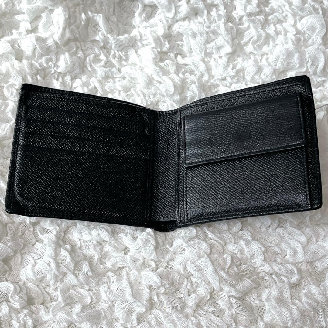 美品✨ BVLGARI ブルガリ 2つ折財布 レザー 小銭入れ付 黒 メンズ