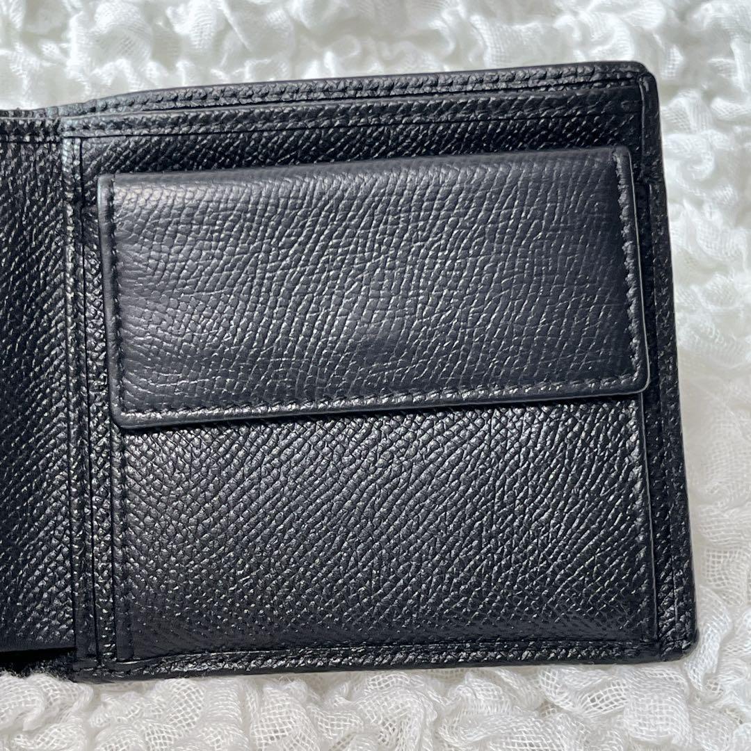 美品✨ BVLGARI ブルガリ 2つ折財布 レザー 小銭入れ付 黒 メンズ