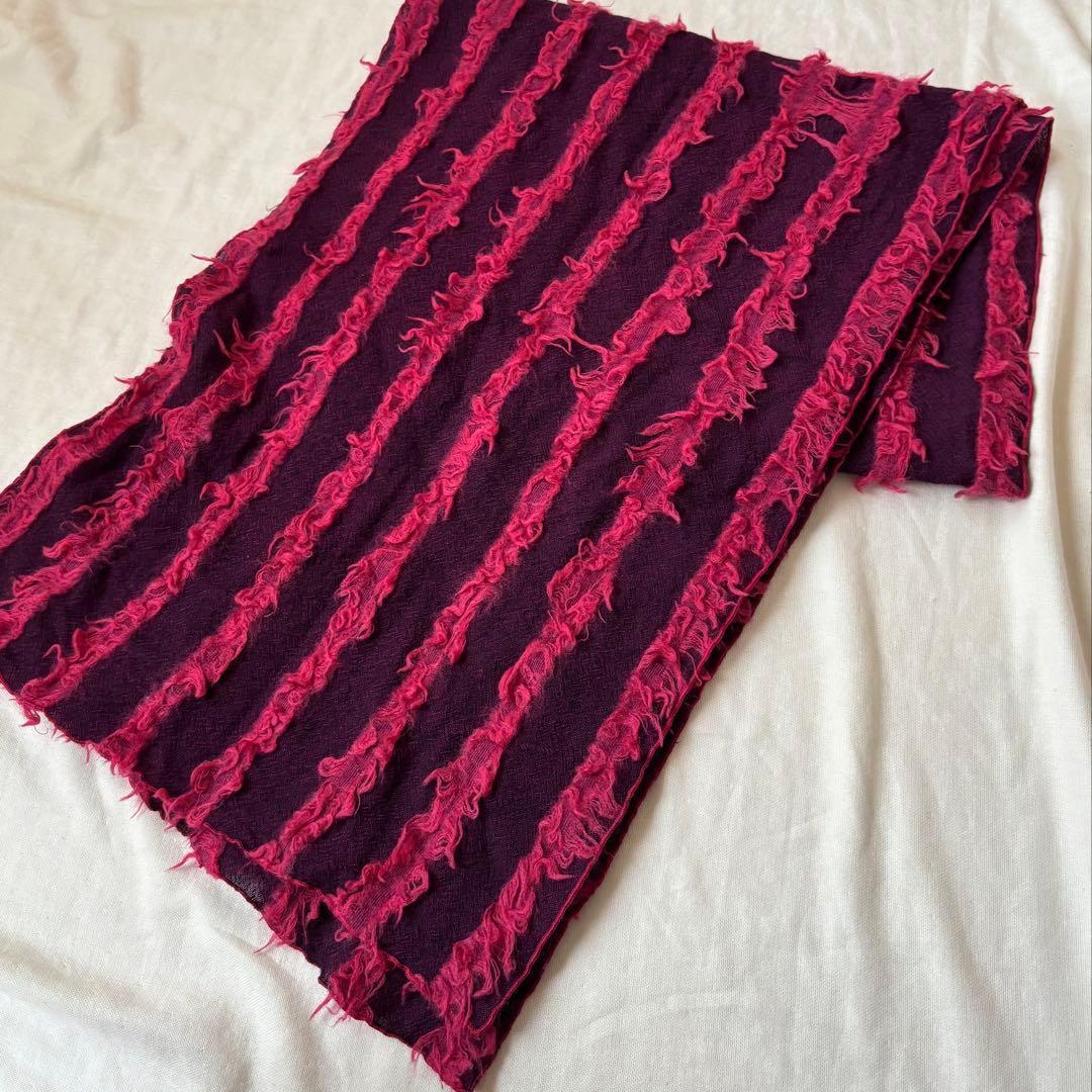 希少デザイン 立体的に施されたフリンジ調 エトロ ストール 男女兼用