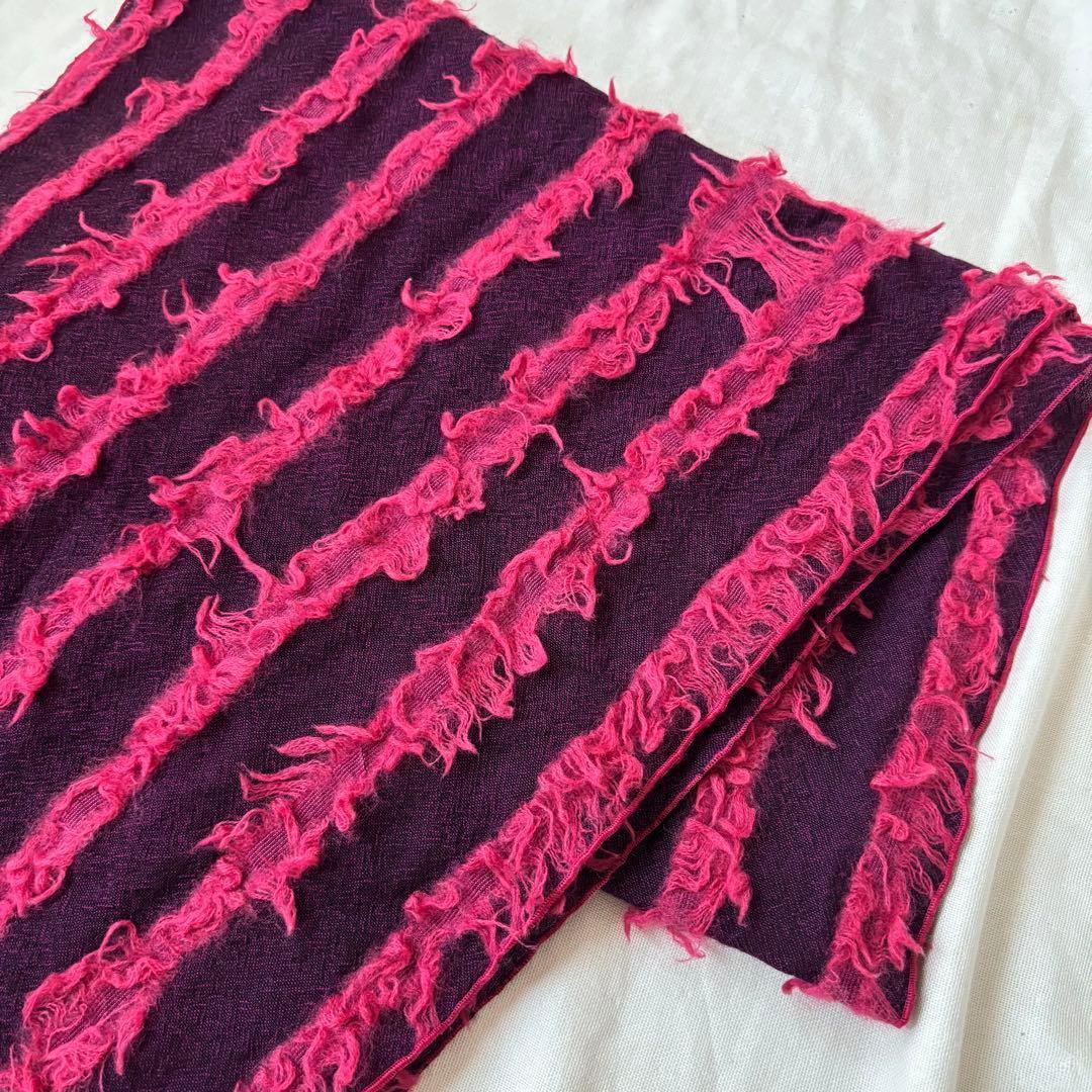 希少デザイン 立体的に施されたフリンジ調 エトロ ストール 男女兼用