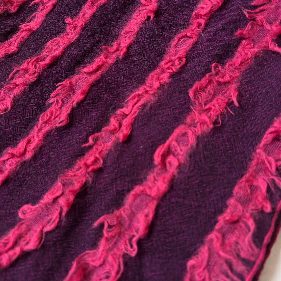 希少デザイン 立体的に施されたフリンジ調 エトロ ストール 男女兼用