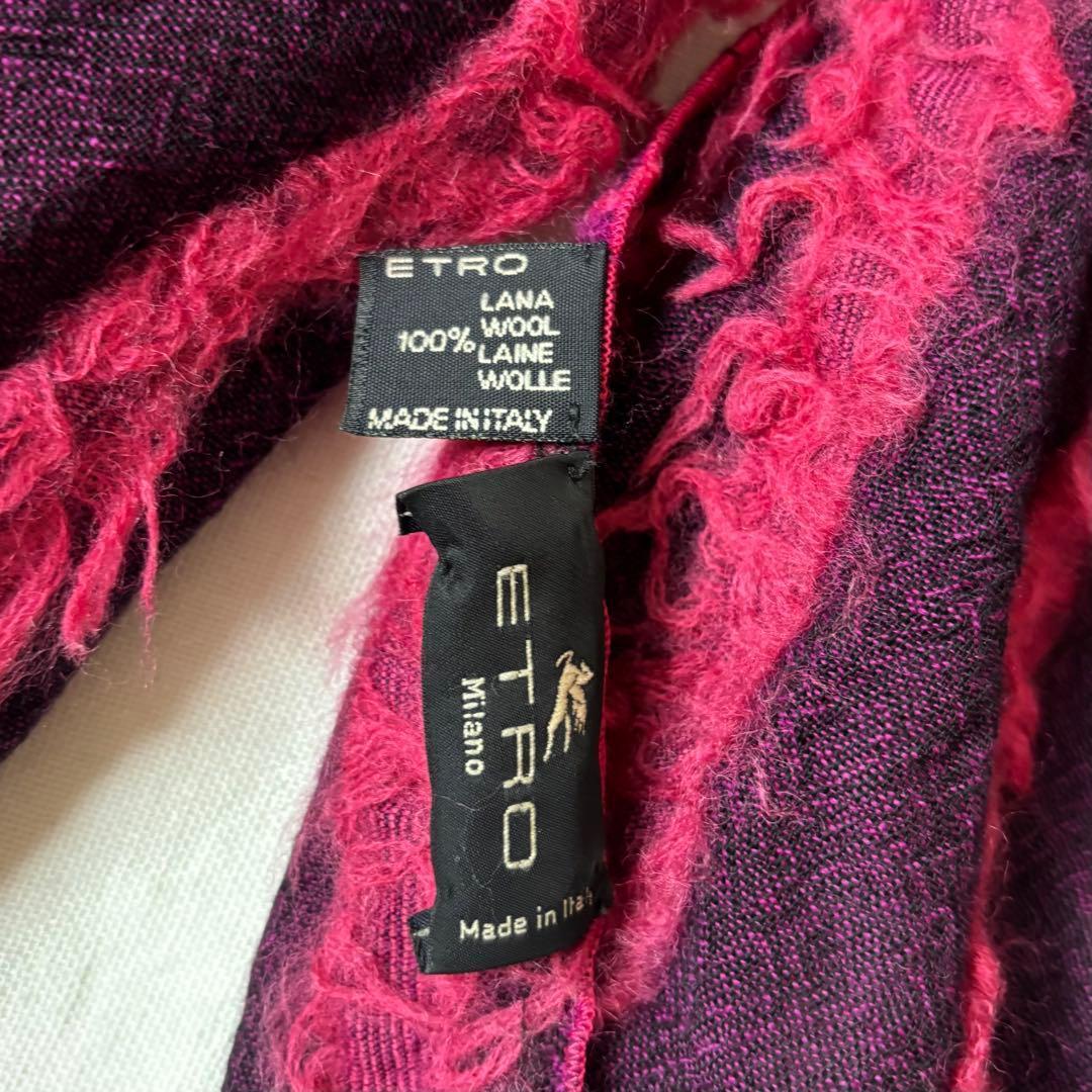 希少デザイン 立体的に施されたフリンジ調 エトロ ストール 男女兼用