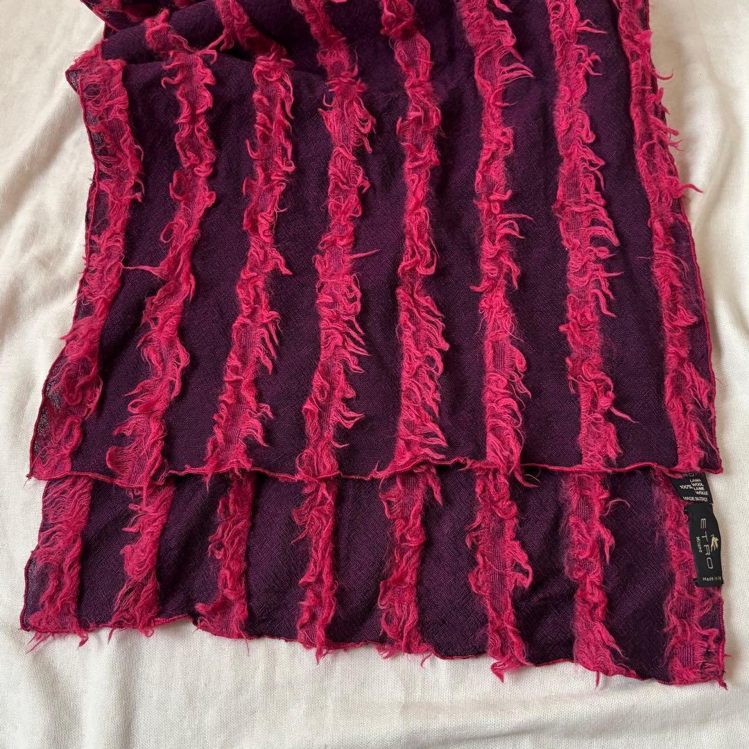 希少デザイン 立体的に施されたフリンジ調 エトロ ストール 男女兼用