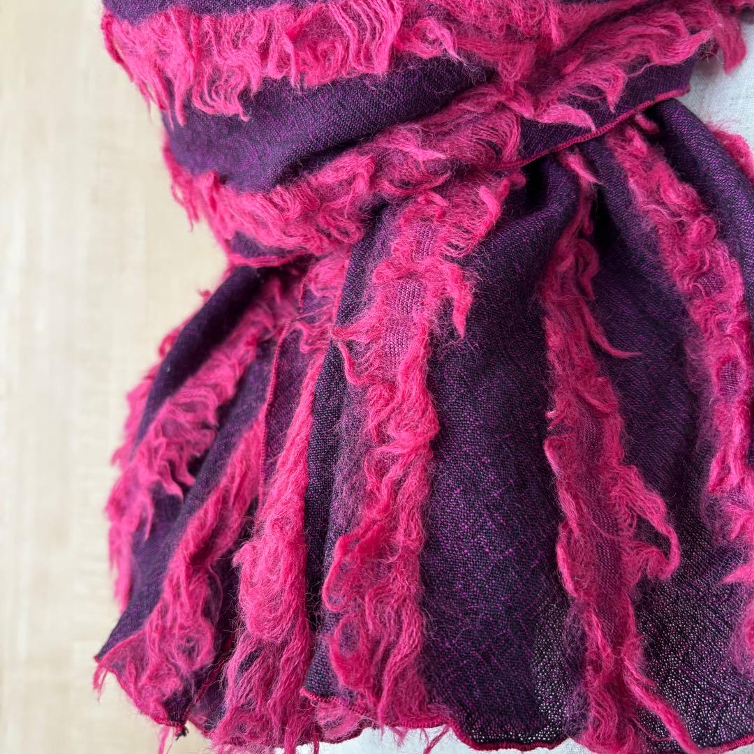 希少デザイン 立体的に施されたフリンジ調 エトロ ストール 男女兼用