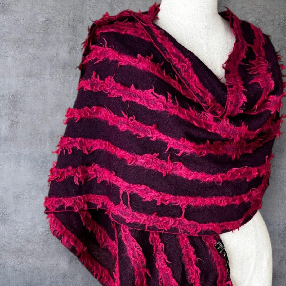 希少デザイン 立体的に施されたフリンジ調 エトロ ストール 男女兼用