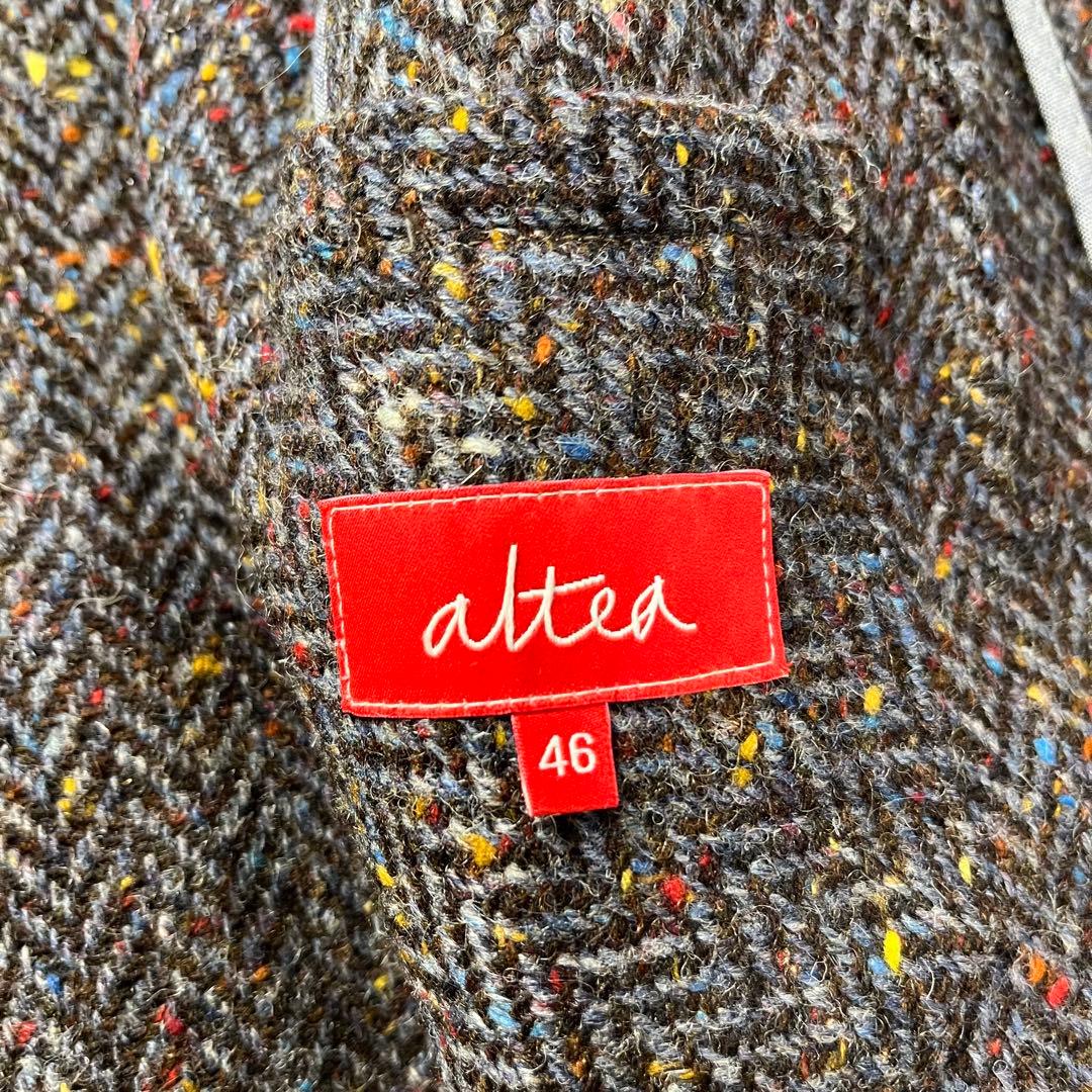 【美品】altea テーラードジャケットHirelano生地 ヘリンボーン 46