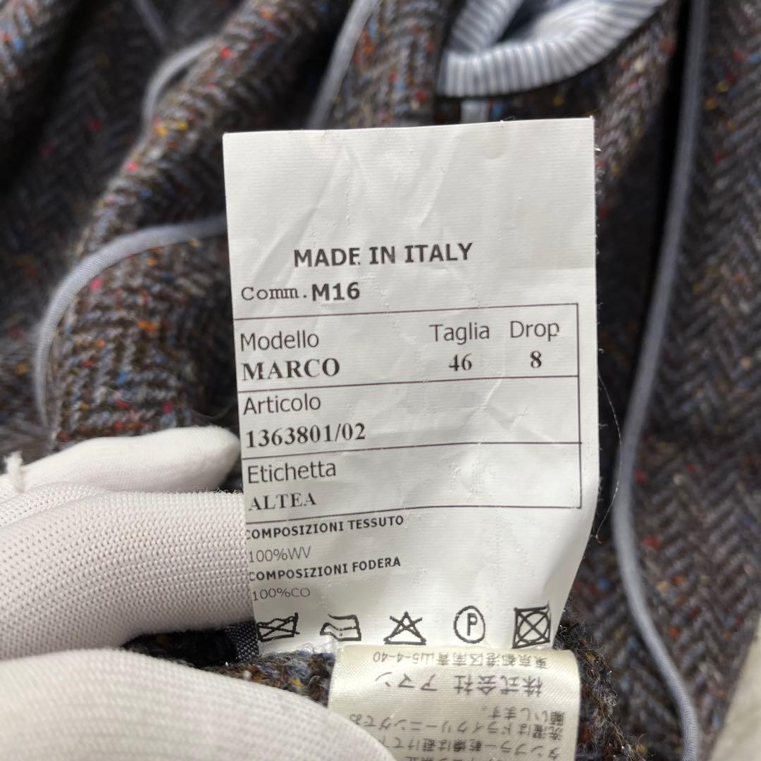 【美品】altea テーラードジャケットHirelano生地 ヘリンボーン 46