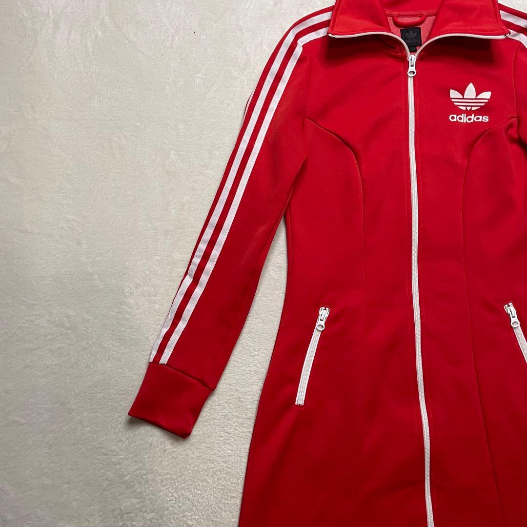 adidas トラックジャケット　ジャージ　ワンピース　赤