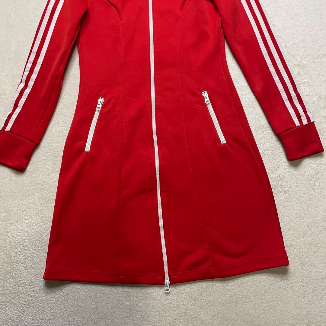 adidas トラックジャケット　ジャージ　ワンピース　赤