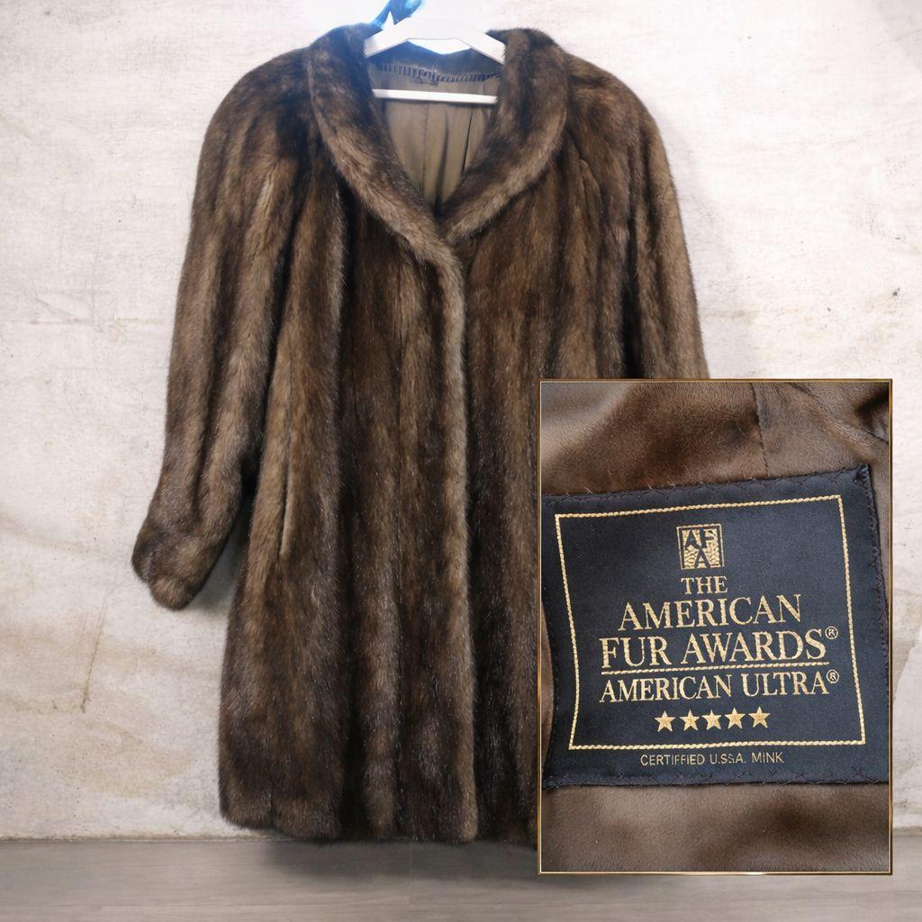 ★★★★ アメリカンミンク 毛皮ロングコート