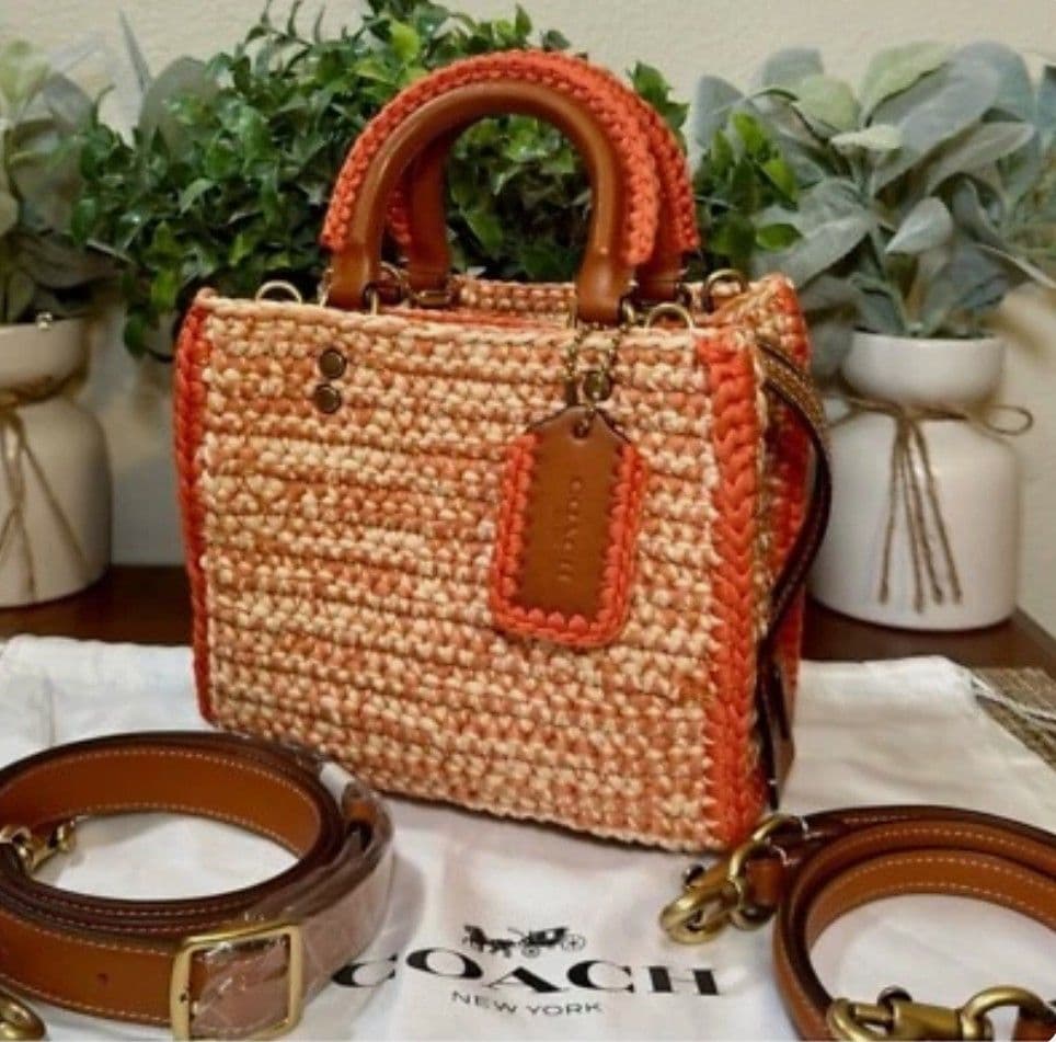 【極美品】COACH コーチ かごバッグ ベージュ/オレンジ ※相場7万円