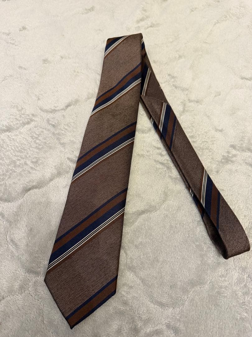 【美品】FRANCO BASSI フランコバッシ　ネクタイ ブラウン ストライプ