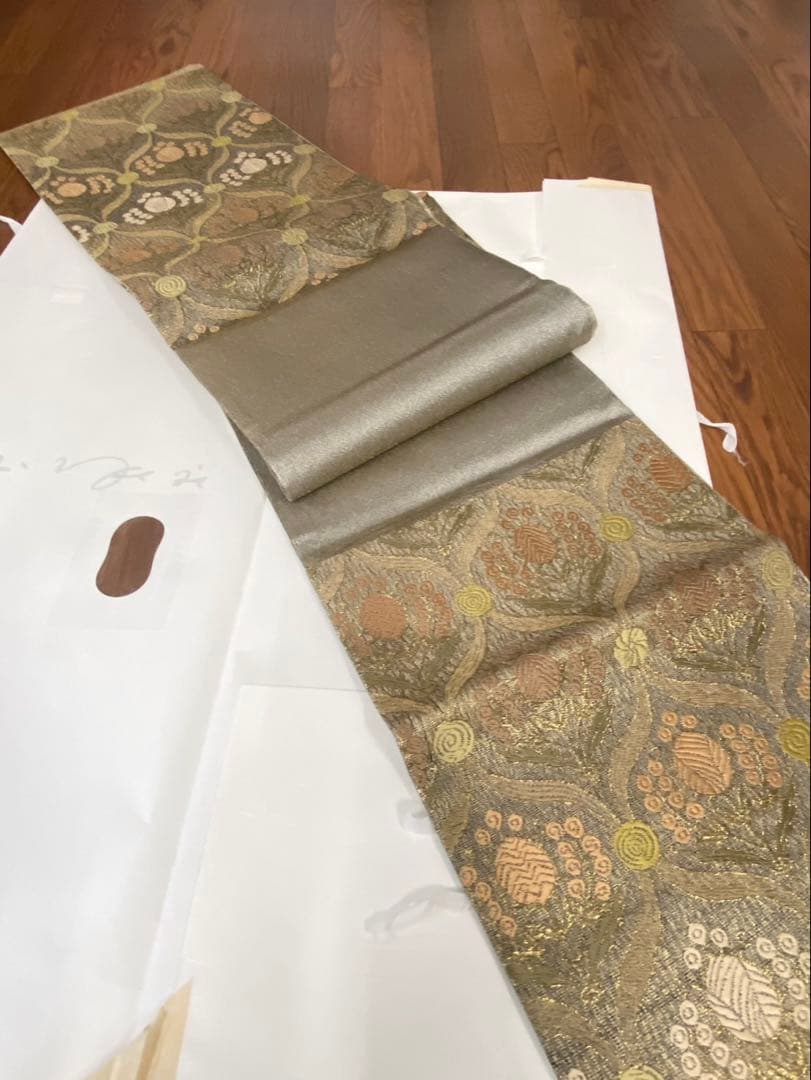 ぱぴよん様　　　　　　　　未使用保管品　正絹　6通袋帯　さが美