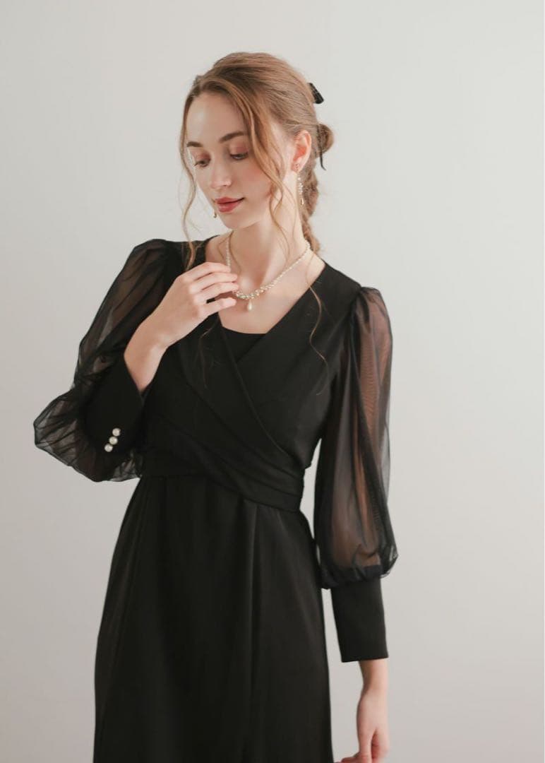 ♥ドリードール♥ パーティードレス 結婚式 お呼ばれ クロスデザインドレス 黒