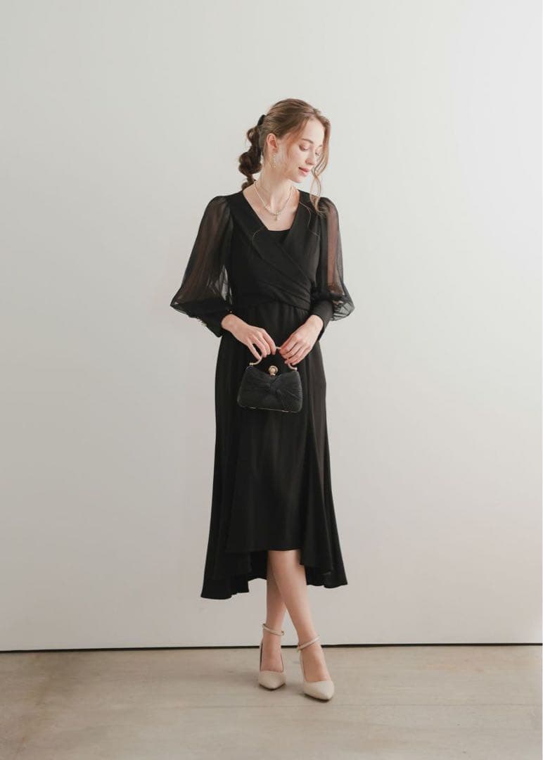 ♥ドリードール♥ パーティードレス 結婚式 お呼ばれ クロスデザインドレス 黒