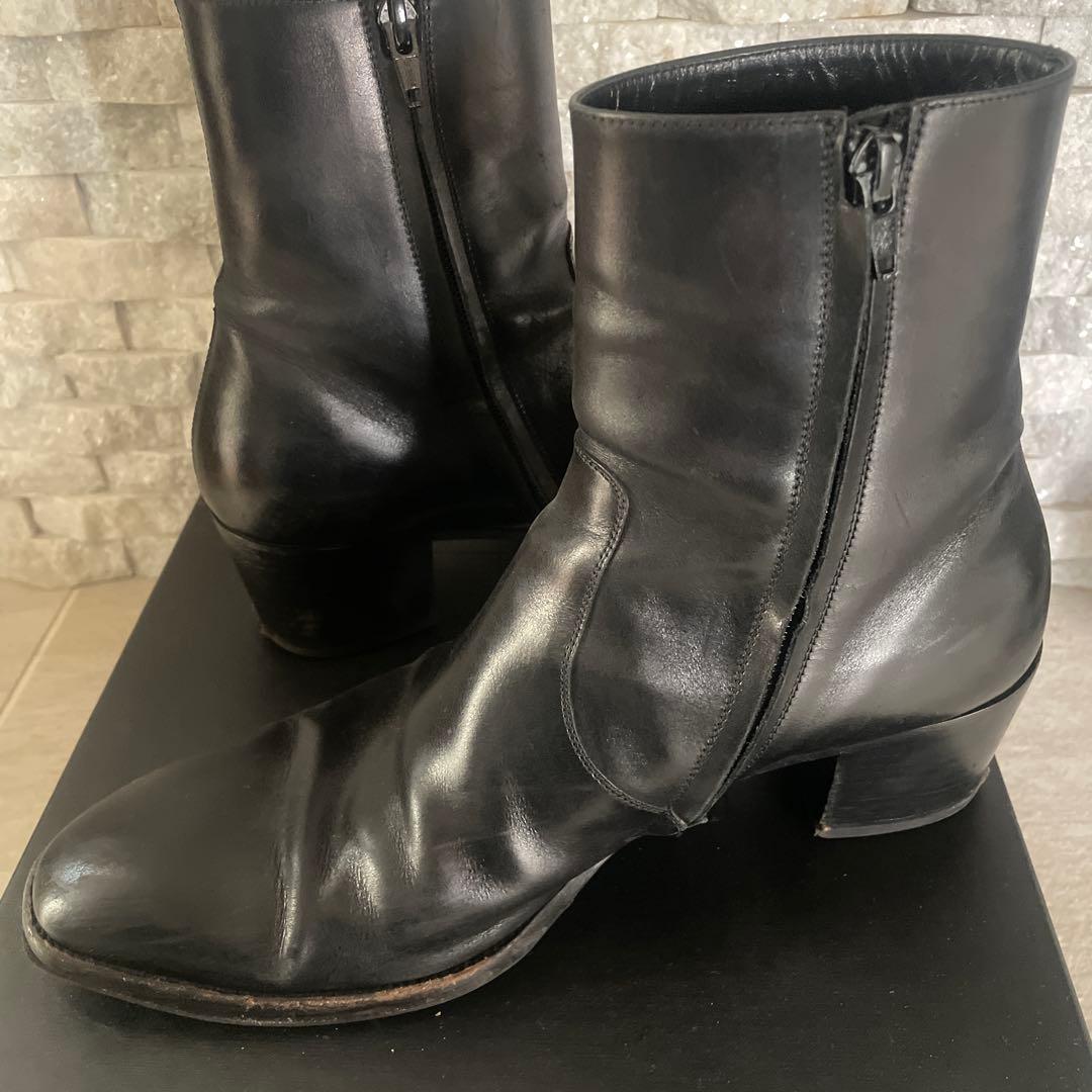 SAINT LAURENT 黒 レザー ジッパーブーツ 43 1/2