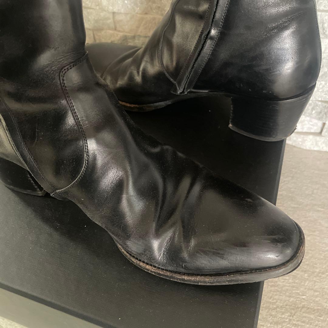 SAINT LAURENT 黒 レザー ジッパーブーツ 43 1/2