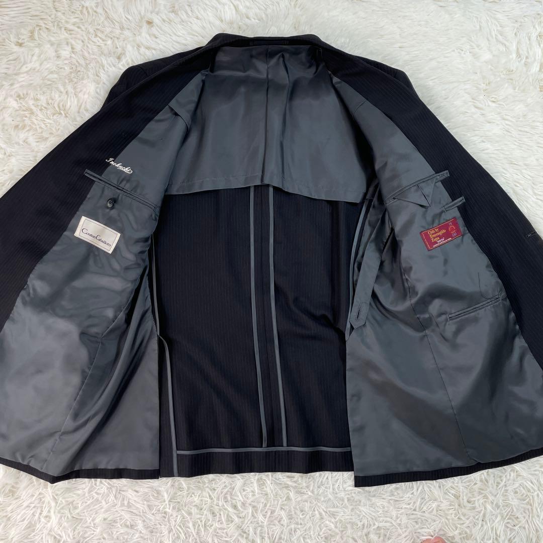 CoutureCaballero ゼニア ダブルスーツ ストライプ ブラック