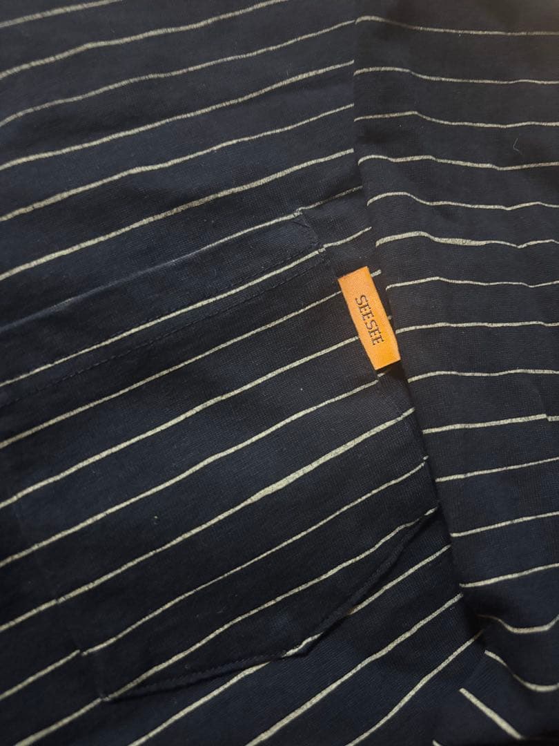 SEESEE SUPER BIG ROUND ロンT ボーダー L ブラック