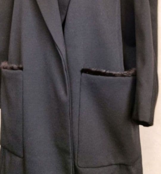 イヴサンローラン　ロングコート　ブラック　F36 ファー襟　ウール　レディース