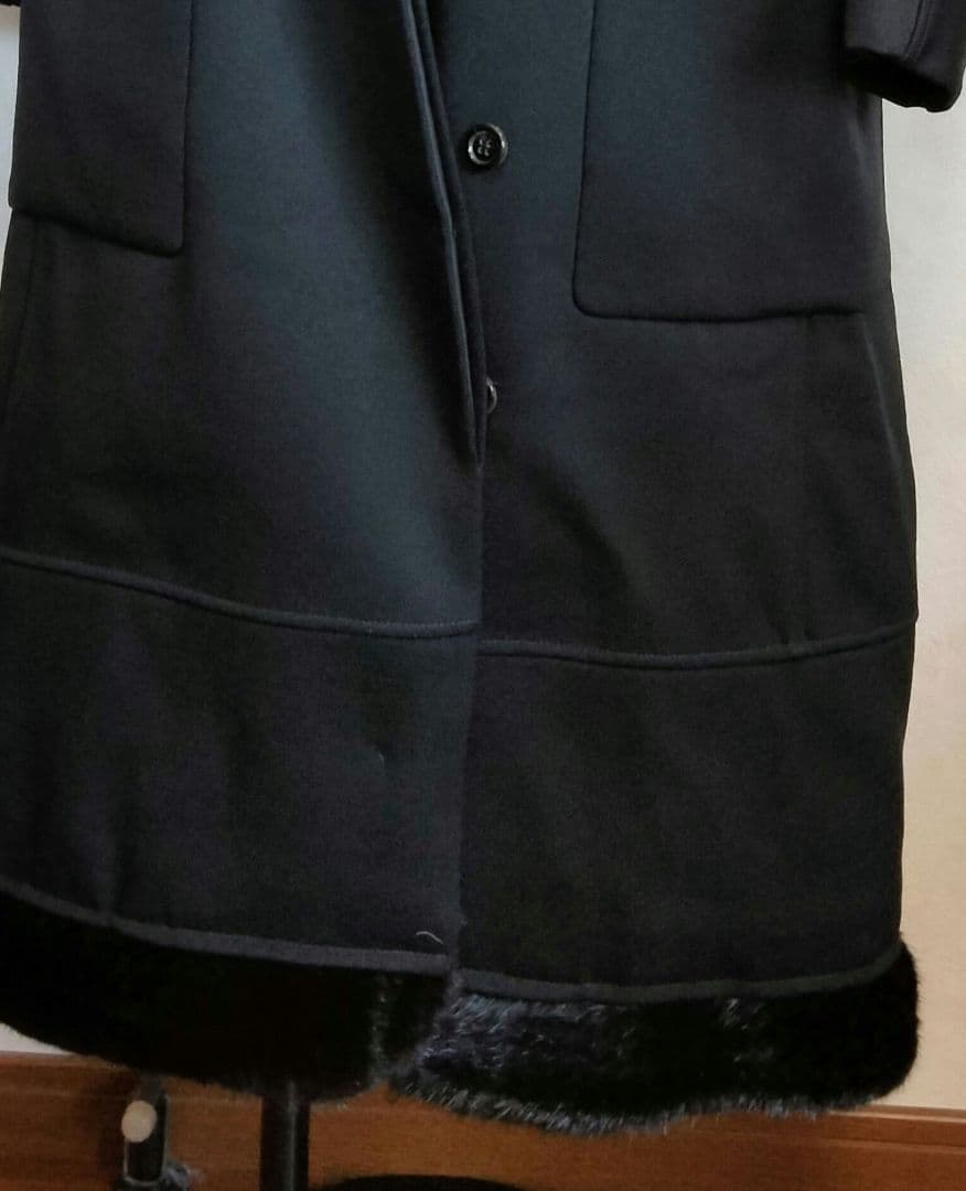 イヴサンローラン　ロングコート　ブラック　F36 ファー襟　ウール　レディース