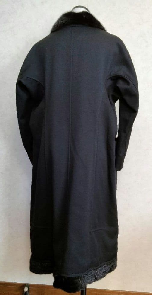 イヴサンローラン　ロングコート　ブラック　F36 ファー襟　ウール　レディース