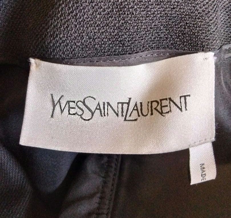 イヴサンローラン　ロングコート　ブラック　F36 ファー襟　ウール　レディース