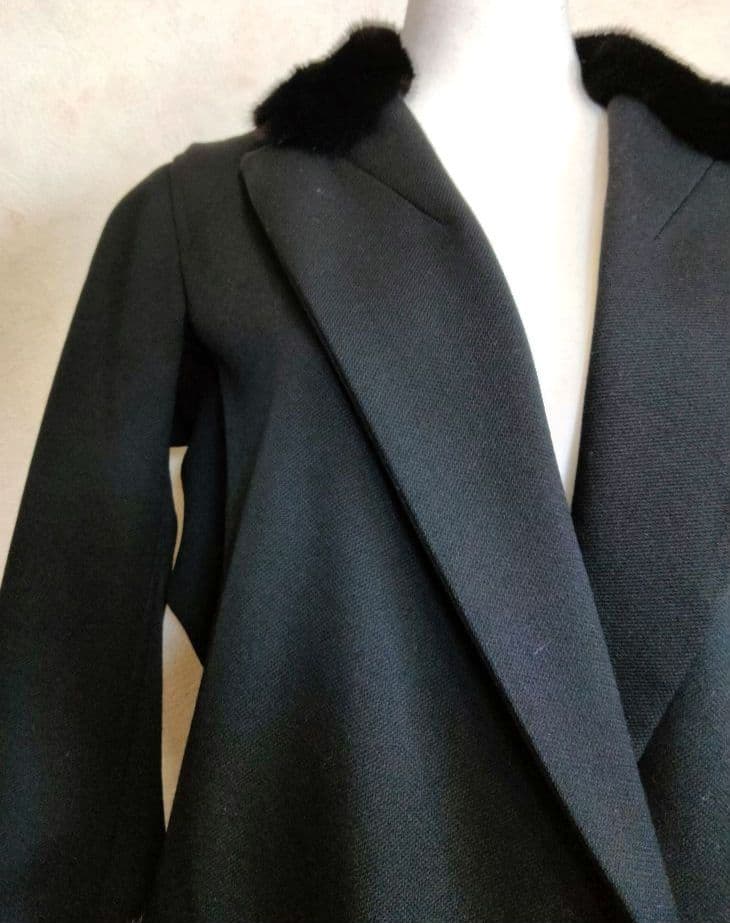 イヴサンローラン　ロングコート　ブラック　F36 ファー襟　ウール　レディース