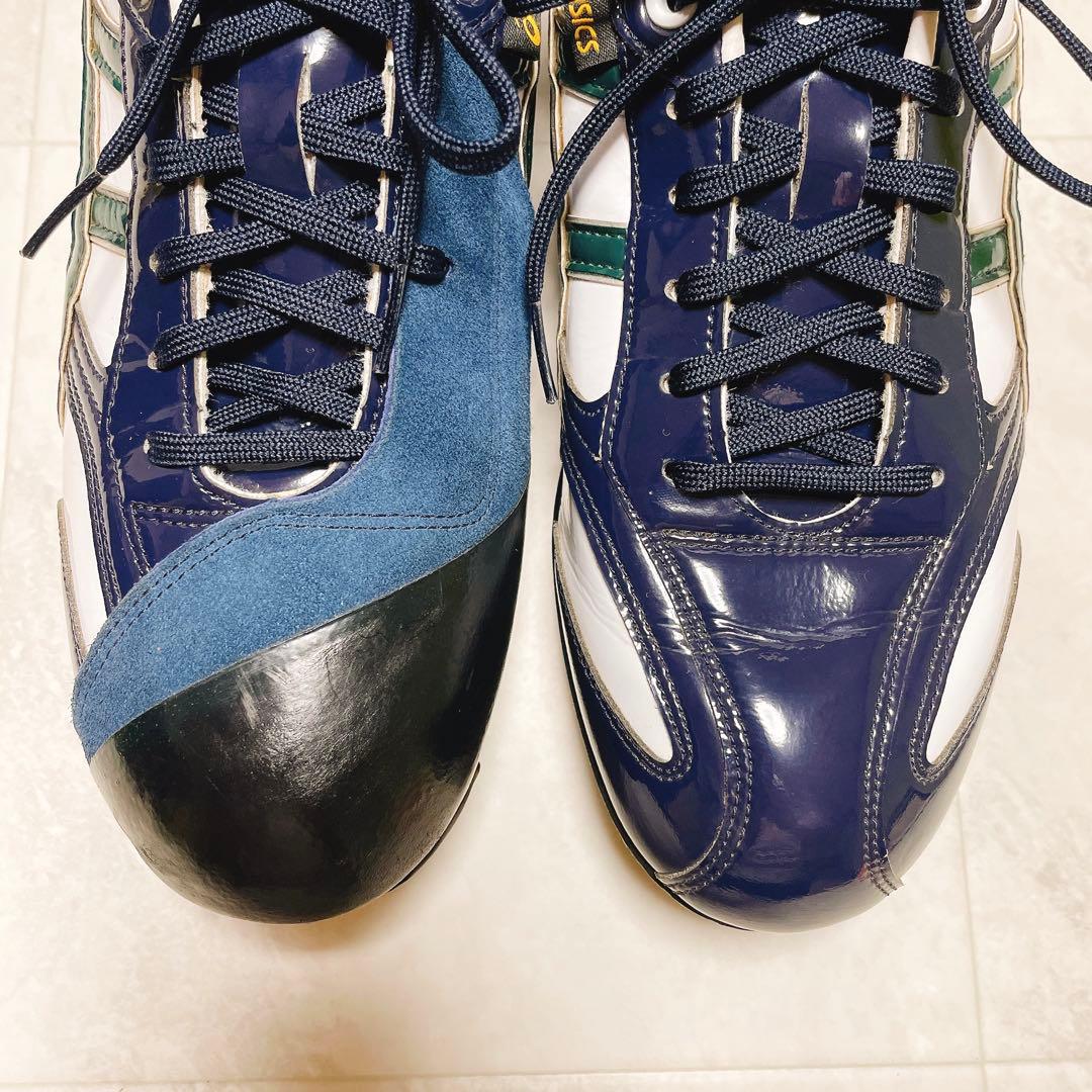 アシックス 硬式野球 右投手用スパイク ホワイト/ネイビー/グリーン 28cm