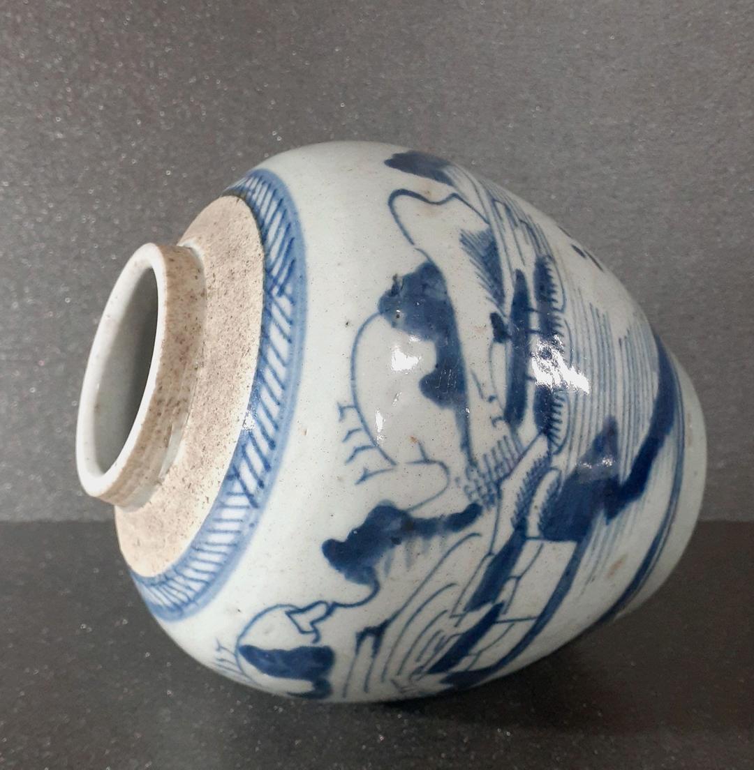 中国古美術　中国古陶磁器　古玩　清朝民窯　青花　山水図　茶壺　茶罐　茶道具