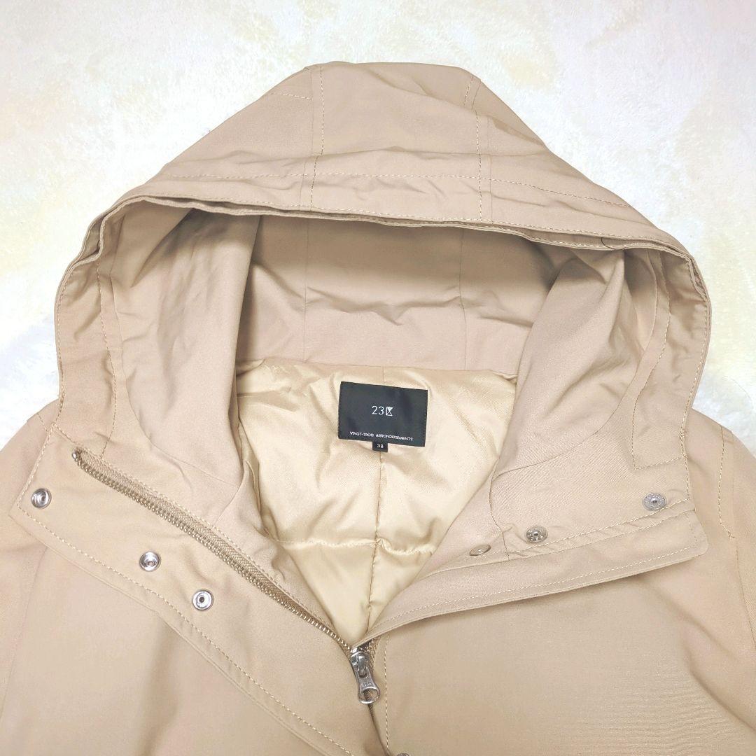 23区【未使用級】WEB限定 防風 ＆ 撥水　フーデット ダウンコート　38
