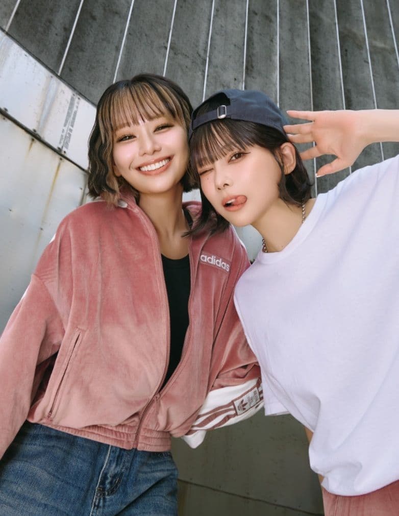 adidas❤重盛さと美 XLサイズ アディブレイクベロアピンク上ジャケットのみ