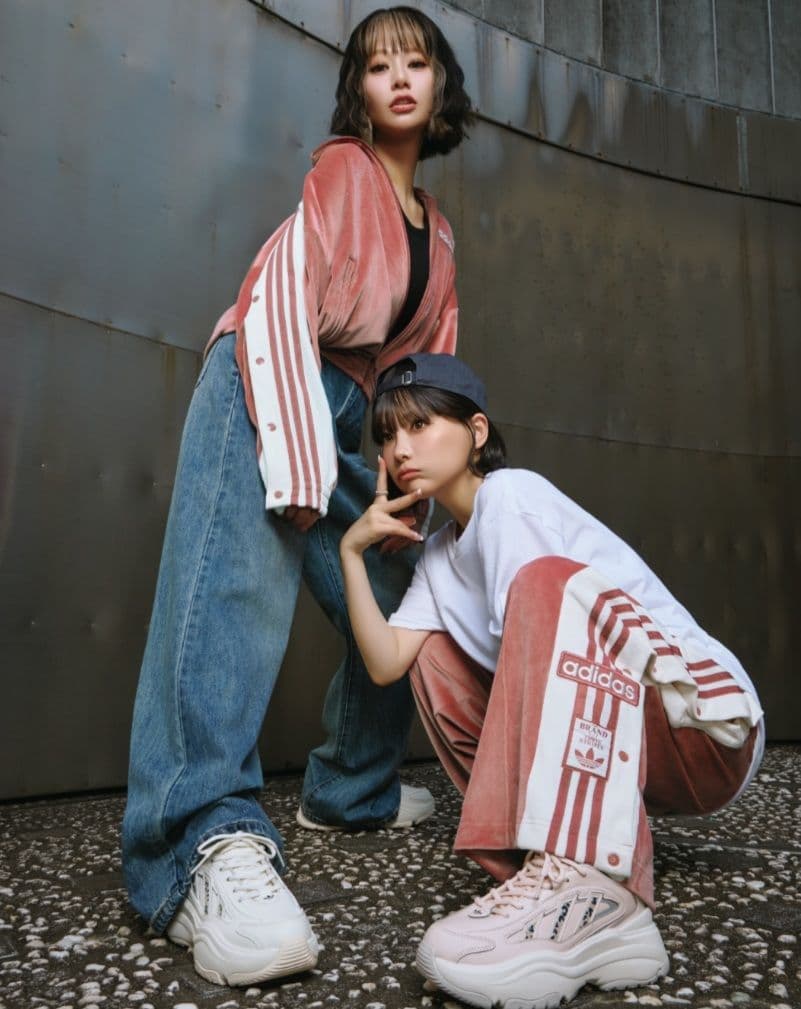 adidas❤重盛さと美 XLサイズ アディブレイクベロアピンク上ジャケットのみ