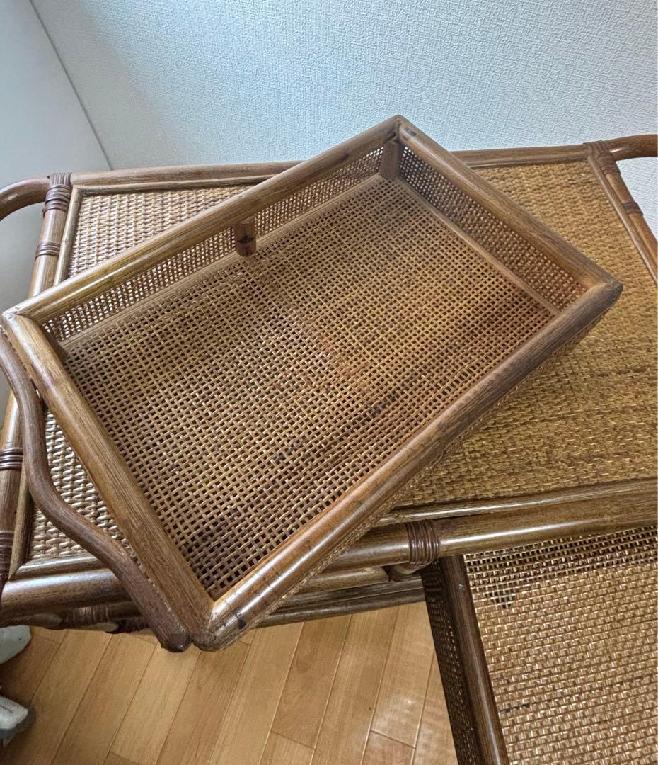 ラタン　引き出し付きワゴン　キャスター付き KOIZUMI キッチンワゴン