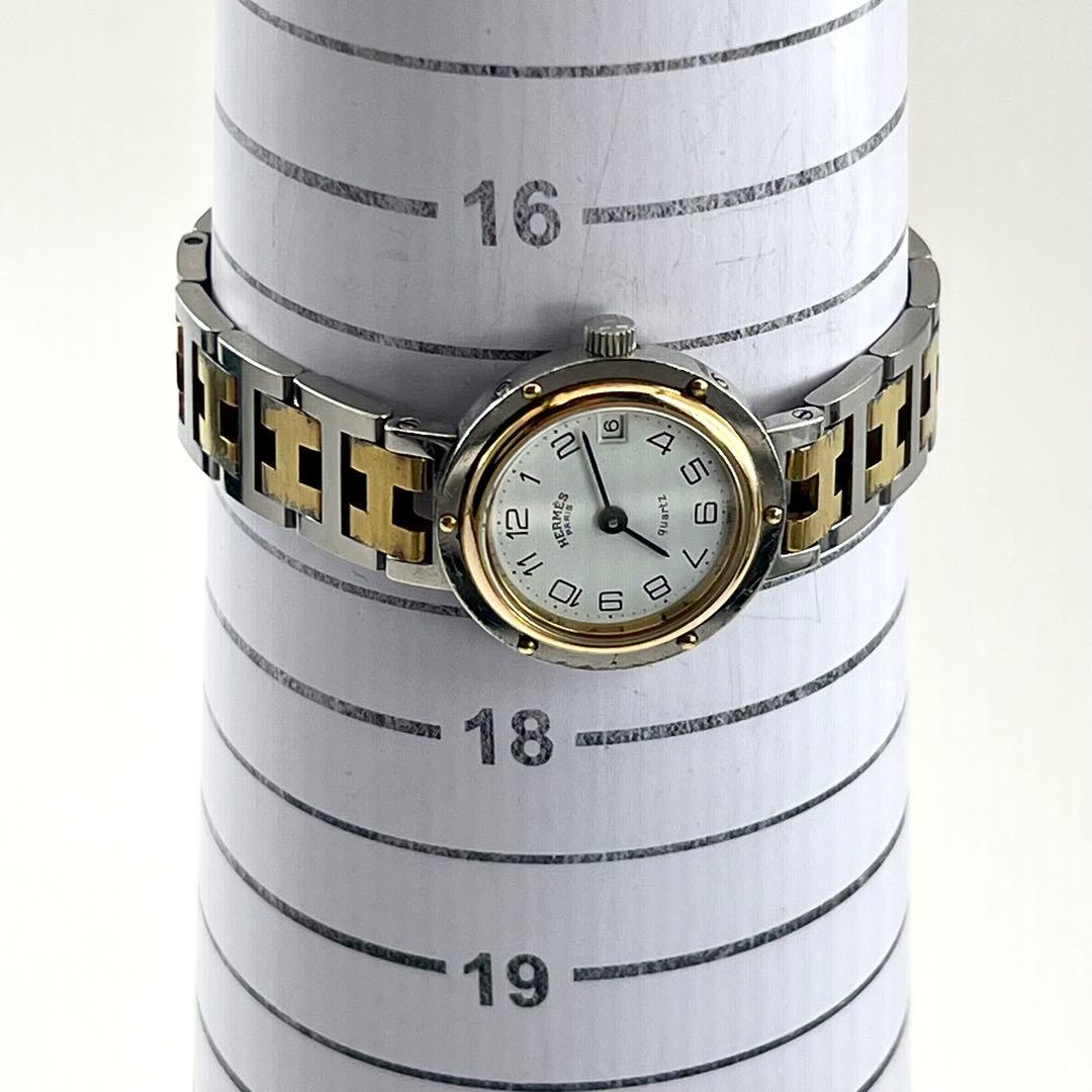 エルメス　クリッパー　コンビ　レディース　デイト　Hベルト　ホワイト　クォーツ