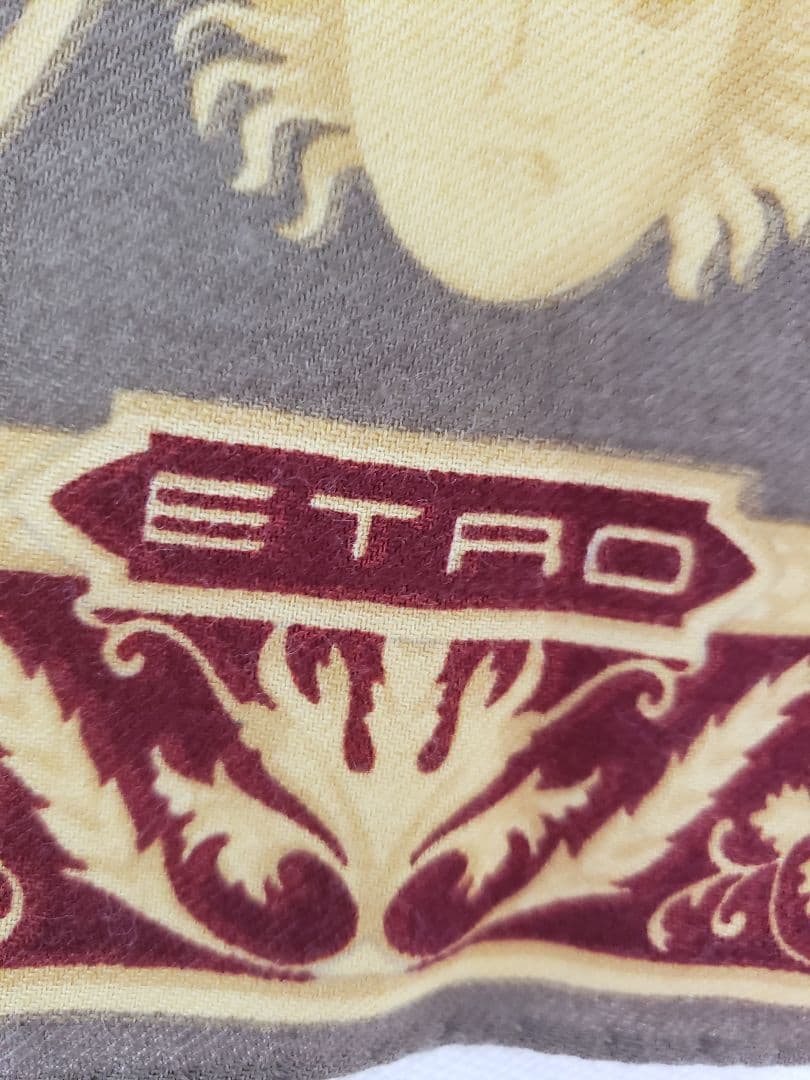 極美品！ETRO 超大判ストール　ヴィンテージバロック調柄　silk＆wool