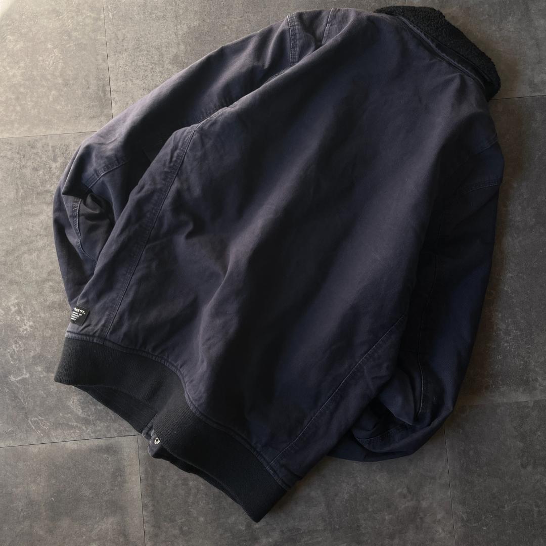 00s Carhartt フライトジャケット 無地 紺 M A693 ダック地