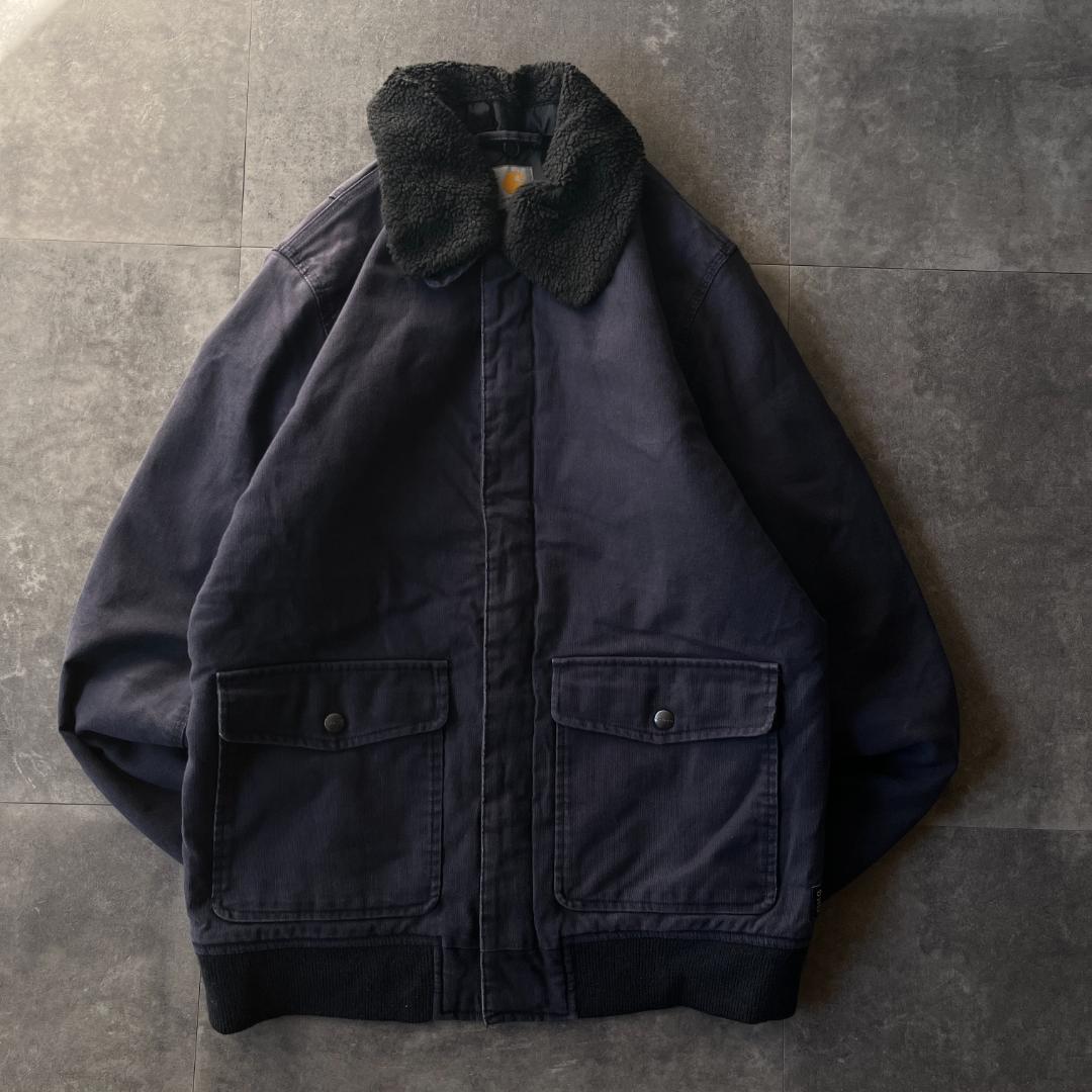 00s Carhartt フライトジャケット 無地 紺 M A693 ダック地