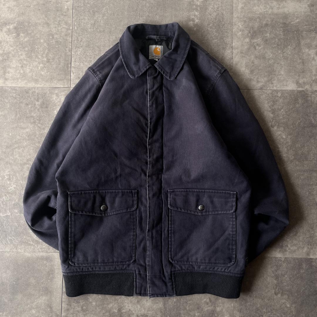 00s Carhartt フライトジャケット 無地 紺 M A693 ダック地
