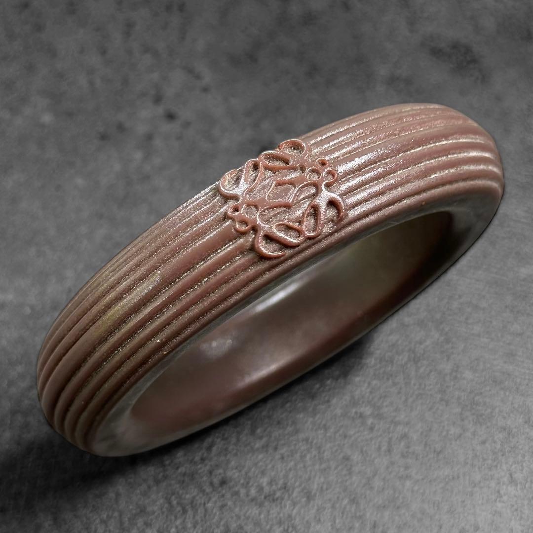 超希少✨LOEWE アナグラム　エンボス　バングル　アースカラー