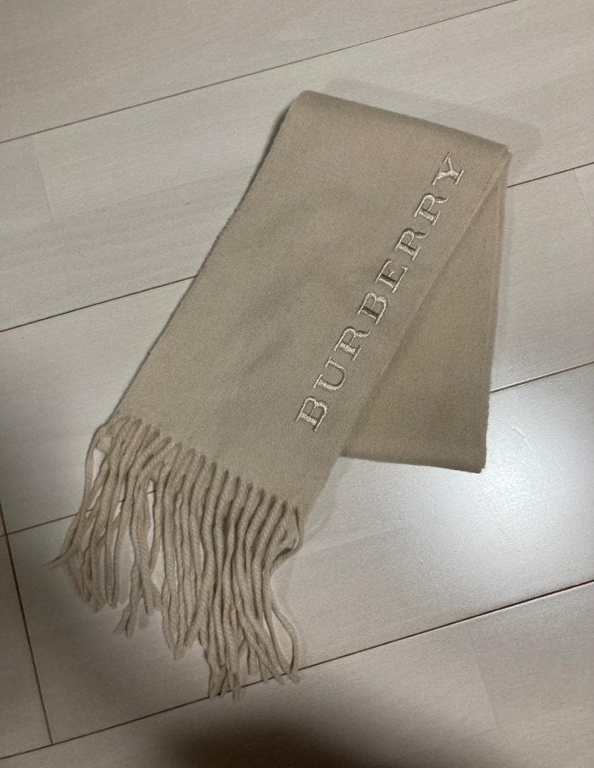 BURBERRY カシミア 刺繍 ロゴ マフラー