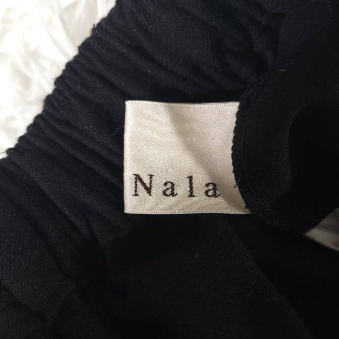 美品☆Nala ナラ　ピンタックサーモパンツ　イージーパンツ　ウエストゴム　黒