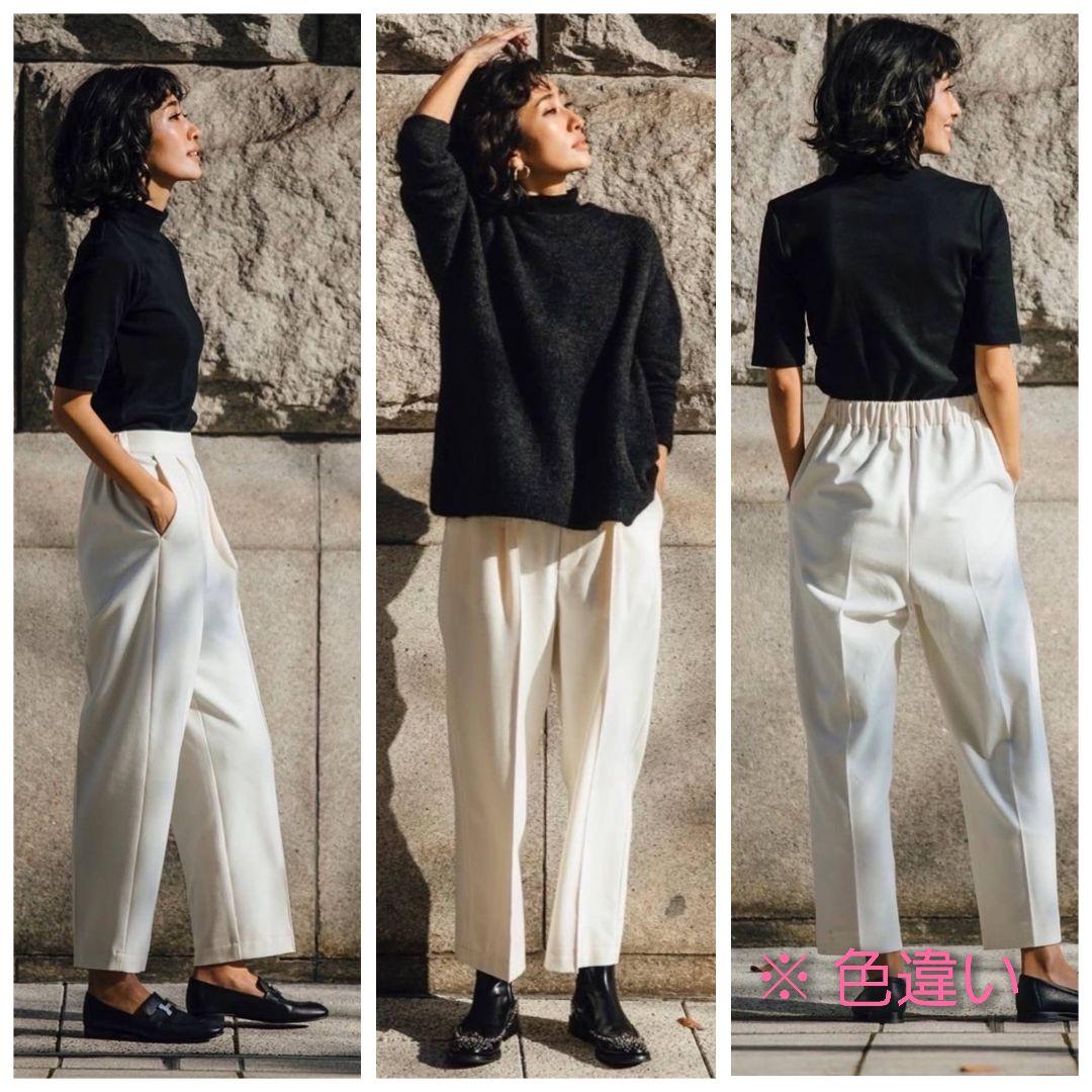 美品☆Nala ナラ　ピンタックサーモパンツ　イージーパンツ　ウエストゴム　黒