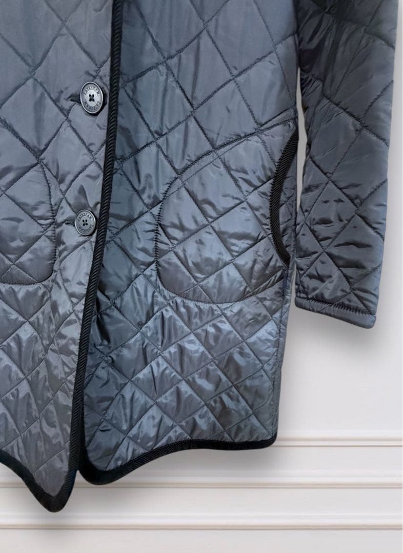 LAVENHAMラベンハム キルティング フード ロングコート レオパード裏ボア