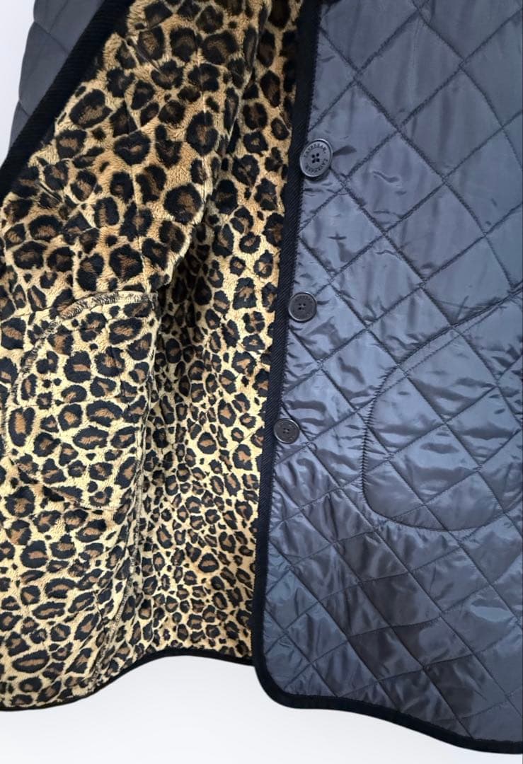 LAVENHAMラベンハム キルティング フード ロングコート レオパード裏ボア