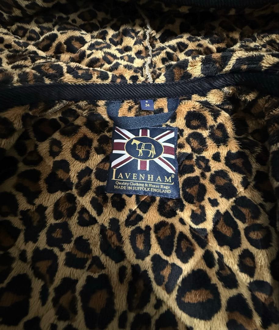 LAVENHAMラベンハム キルティング フード ロングコート レオパード裏ボア