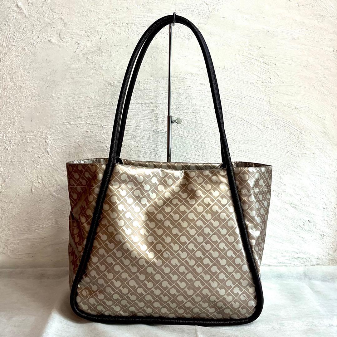 ゲラルディーニトートバッグソフティPVCレザーベージュブラウンダークブラウン