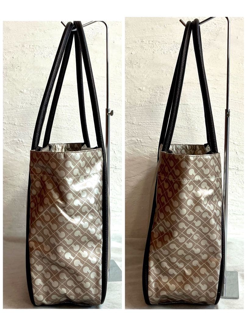 ゲラルディーニトートバッグソフティPVCレザーベージュブラウンダークブラウン